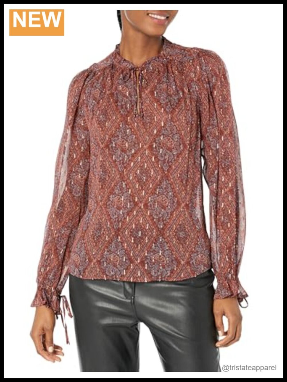 PAIGE Fia Blouse Long Sleeve Ruffle Peasant Top Tapestry Print Pullover